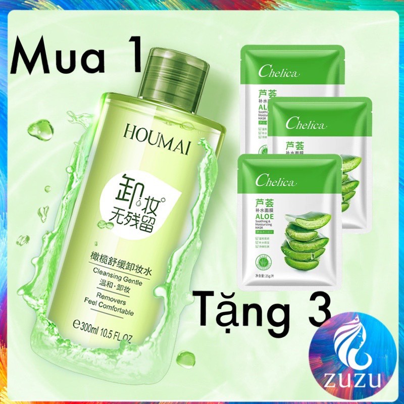 [TT01] 300ML Tẩy Trang, Nước Tẩy Trang HOUMAI Từ OLIU Và Nha Đam Loại Bỏ Bụi Bẩn Tẩy Sạch Sâu Không Cồn